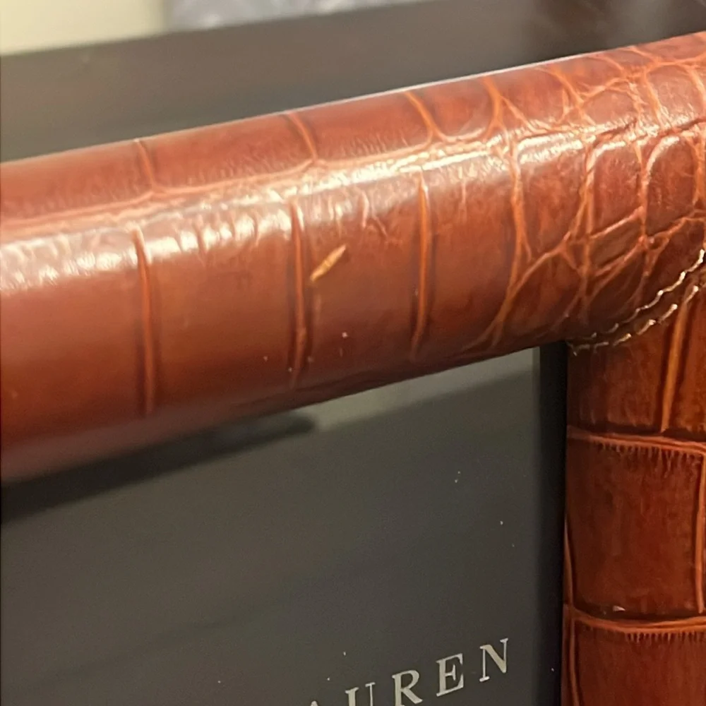 Ralph Lauren Croc Pattern Leather Photo Picture Frame 5”x7”